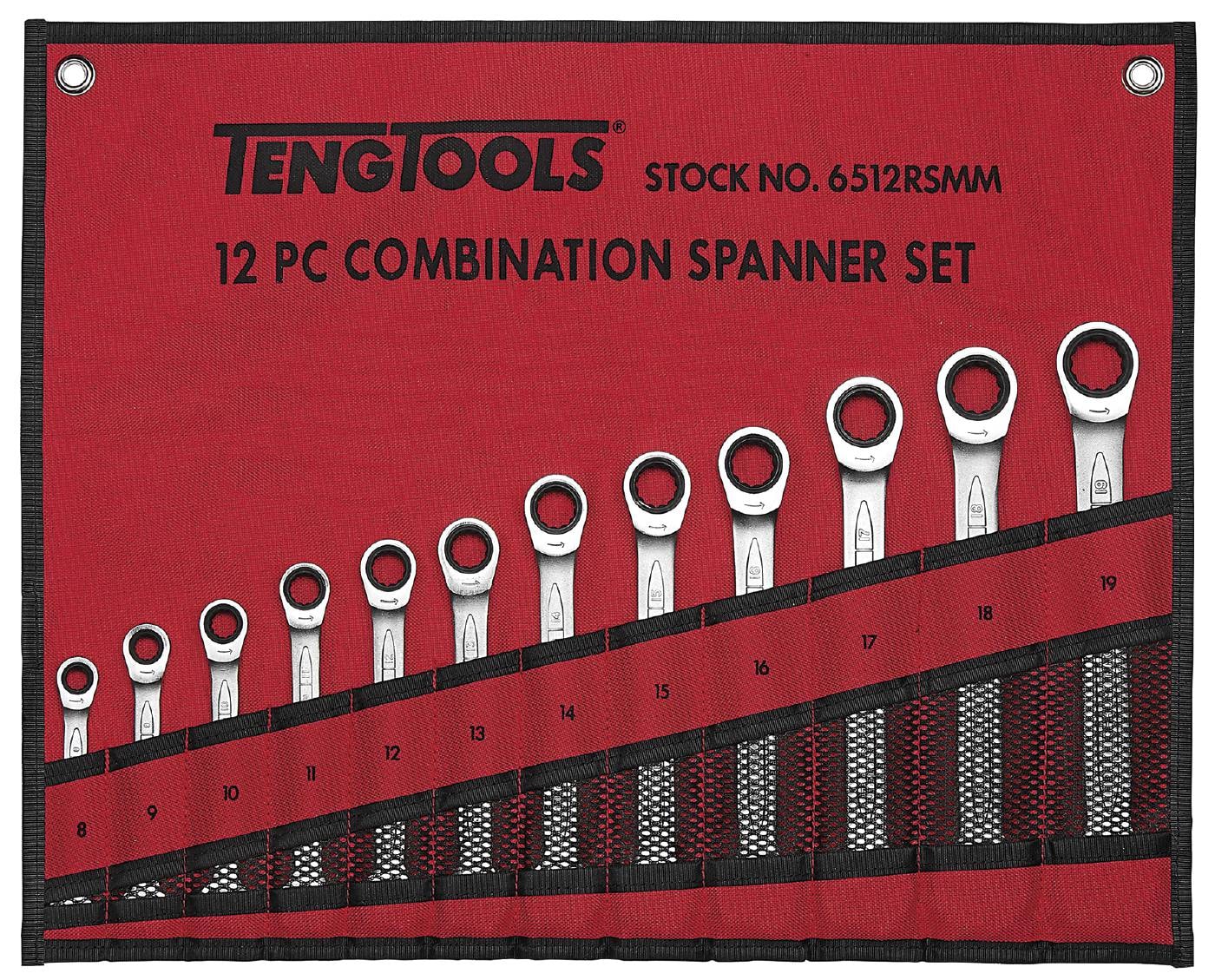 Teng Tools Ringgaffelnøglesæt med skralde 6512RSMM