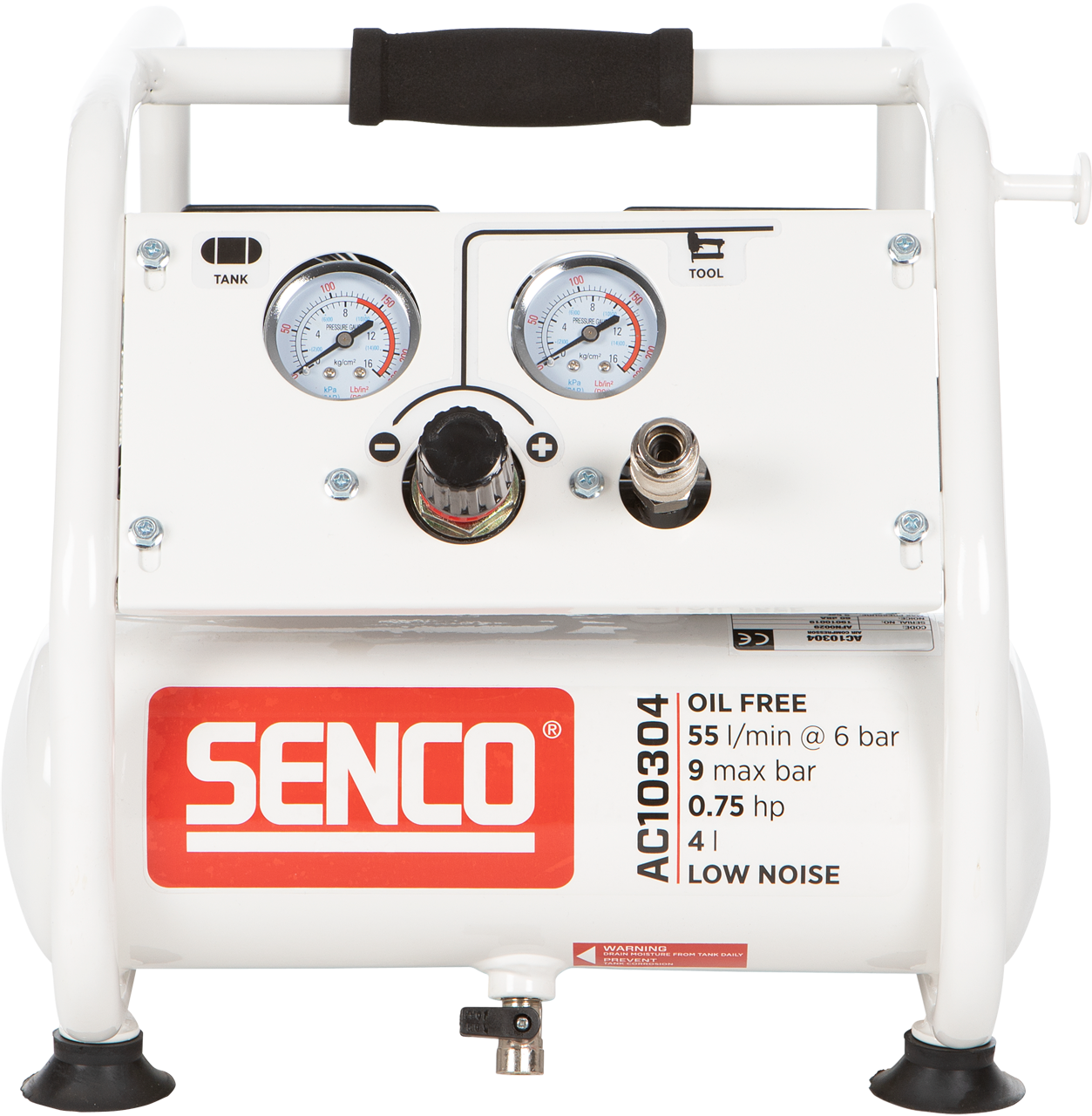 Senco Kompressor AC10304 9bar 4l oljefri, ljudisolerad