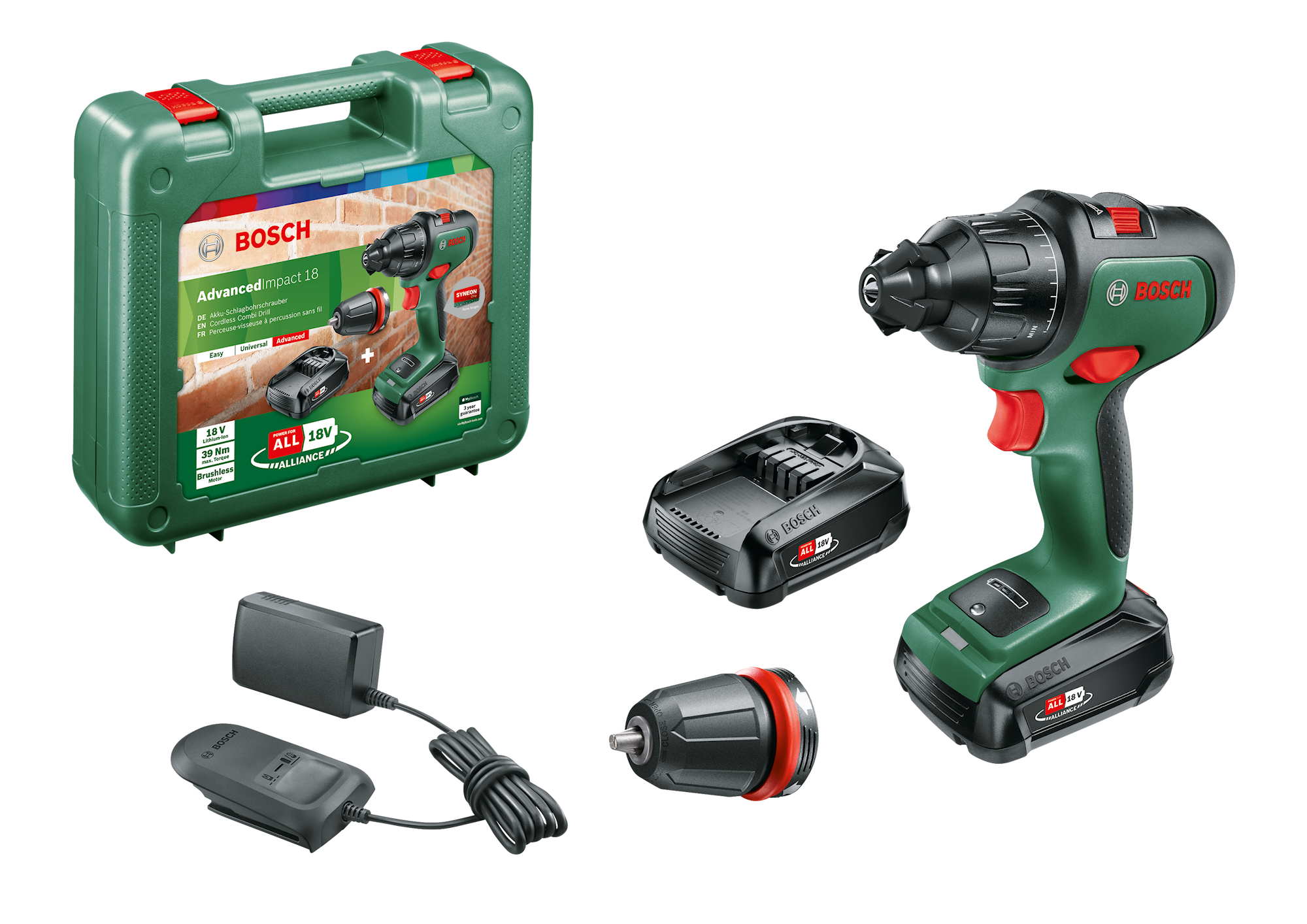 Bosch DIY Slagborrmaskinset Adv Impact 18 2X1,5Ah