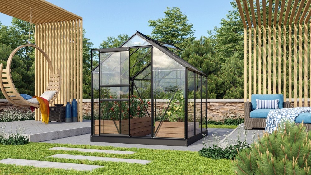 Vitavia Växthus Venus Svart 3,8 kvm med Sockel