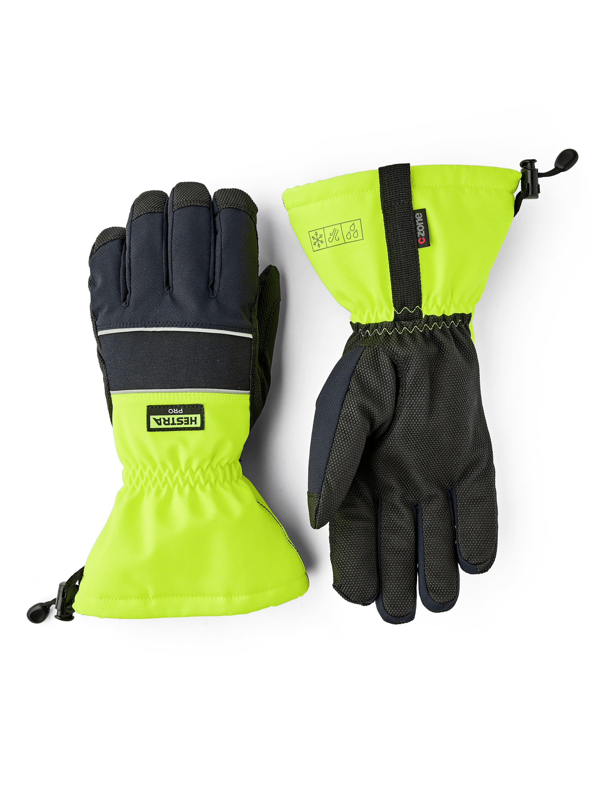 HestraPro Alba CZone Winter Glove - Black/Yellow high viz - 9