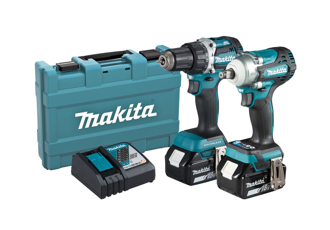 Makita Verktygssats DLX2410G - DDF485, DTW300, 2x 6 Ah  batterier, snabbladdare i MAKPAC