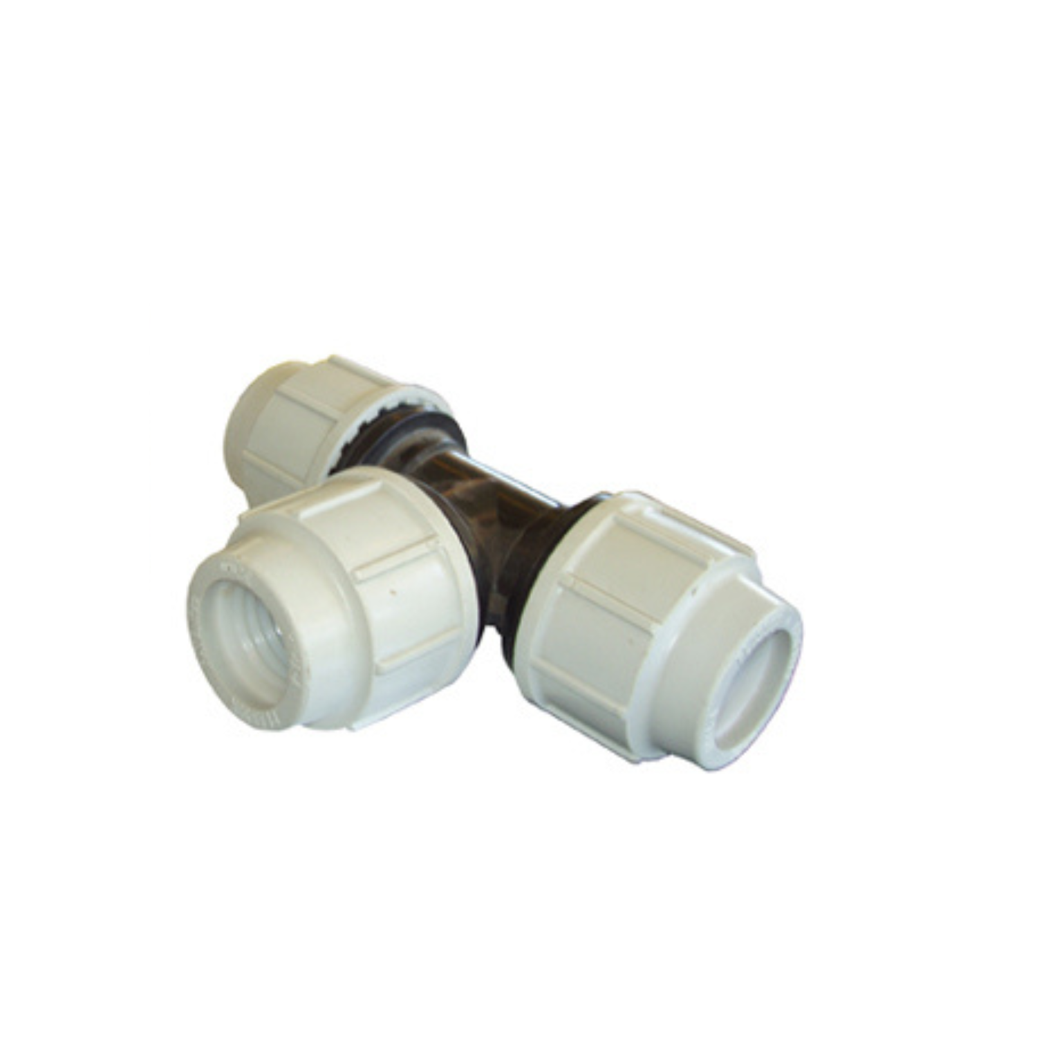Duab PP-PEM-kobling T-rør, 25 mm plast