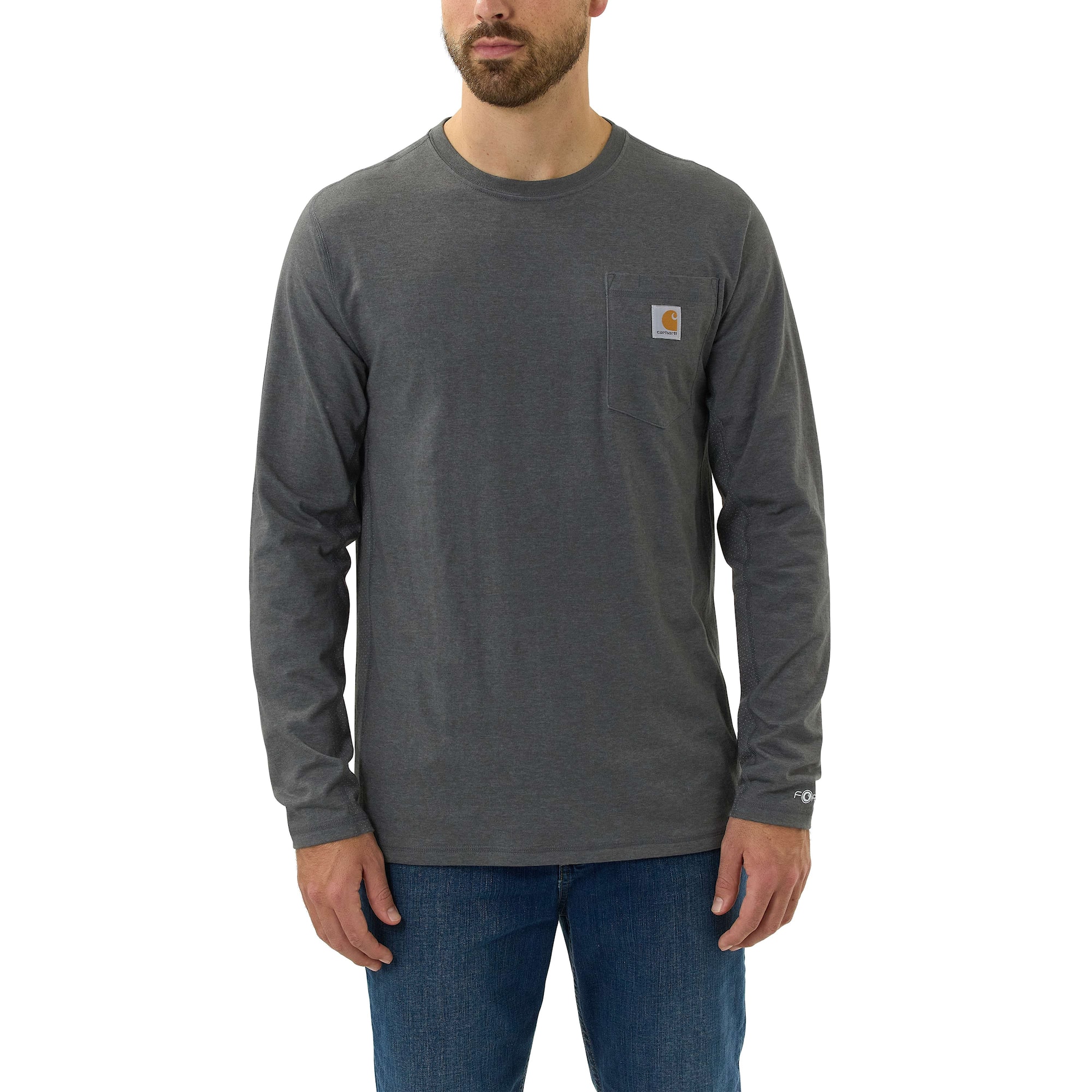 Carhartt Force Pocket Långärmad T-Shirt Herr Carbon Heather S