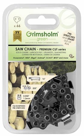 Grimsholm 16" 66dl .325" 1,3 mm Premium Cut motorsagkjede