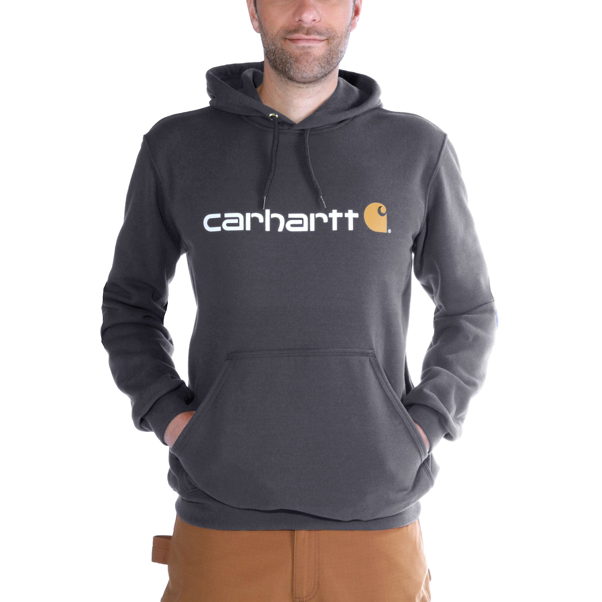 Carhartt Signature Logo Hoodie Herr Carbon Heather XXL