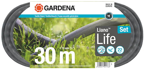Gardena Textilslang Liano™ Life 30m 1/2" set med strålmunstycke