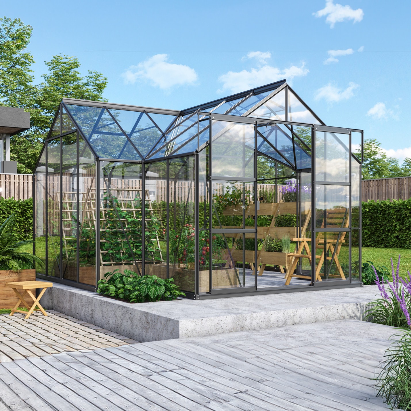 Vitavia Sirius 13000 Växthus - 13 m2 Svart 3mm Härdat Glas