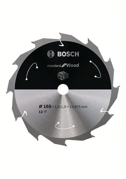 Bosch Sägeblatt Standard für Holz 165x1,5/1x15,875mm 12Z