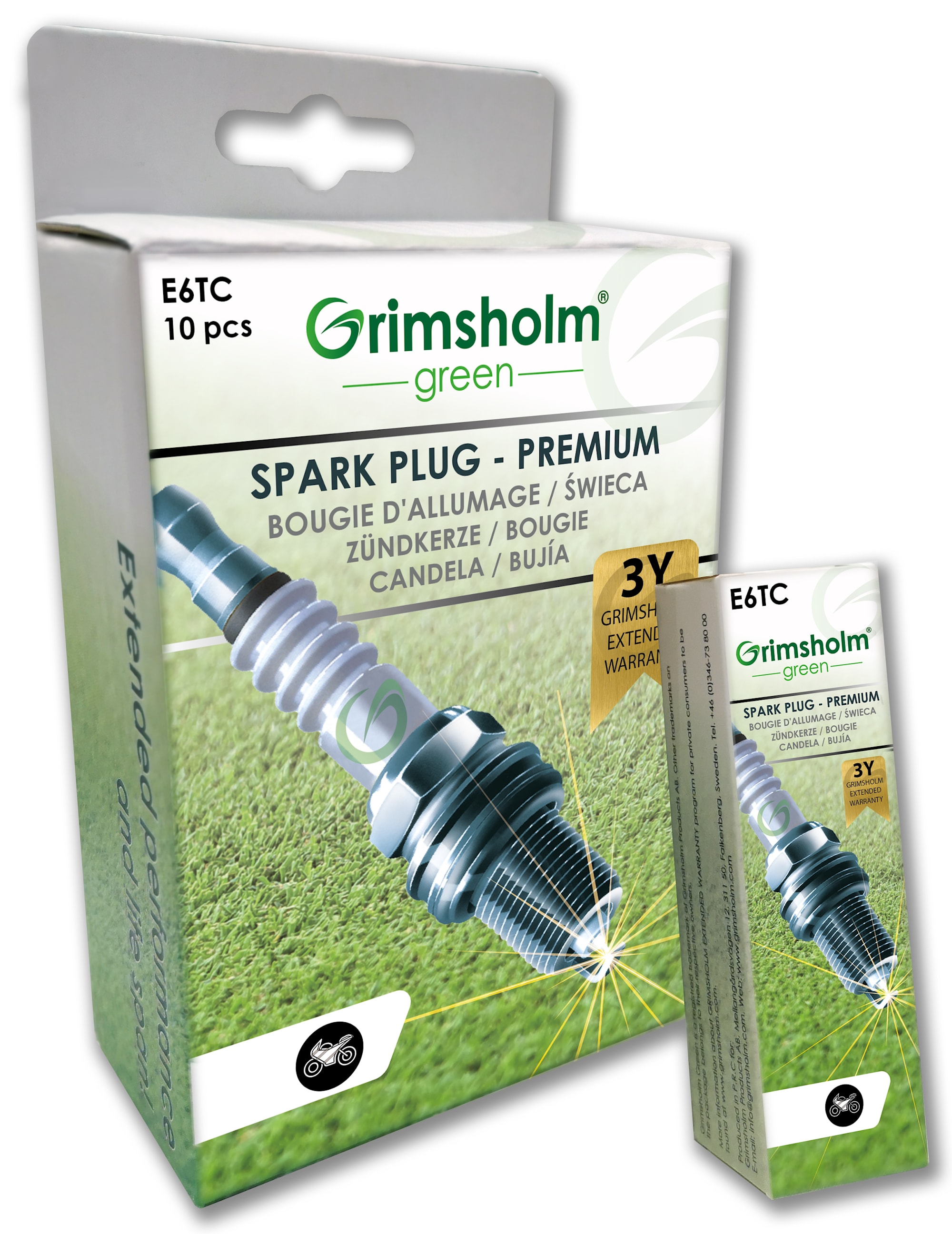 Grimsholm Spark Plug E6TC (motorbike, no resistor), 10 pcs