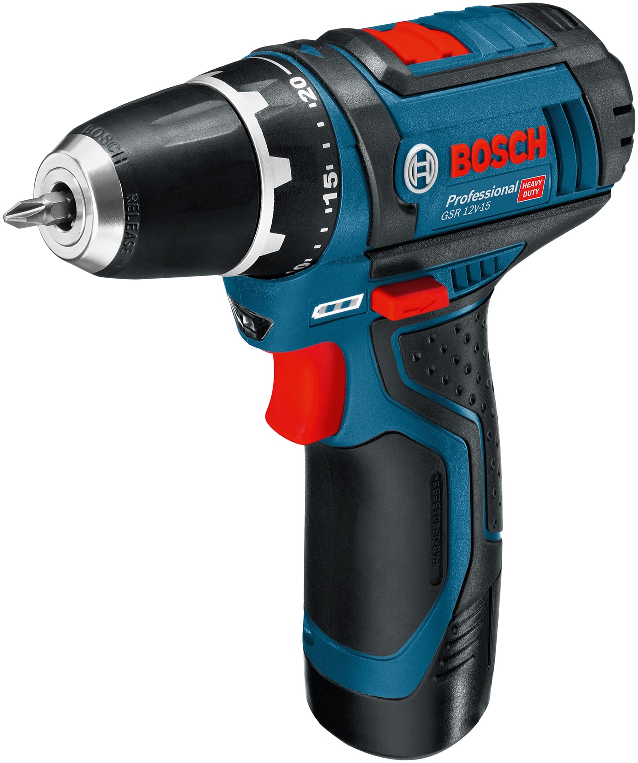 Bosch Bohrschrauber GSR 12V-15 mit 2x 2,0 Ah Akku.