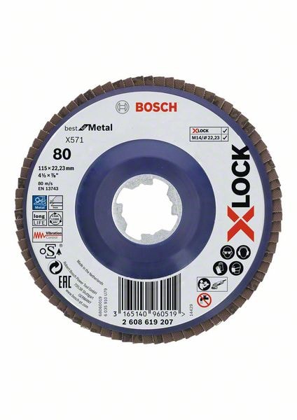 Bosch Lamellrondell 115x22,23mm X-Lock G 60, rak, plastplatta, X571, Best for Metal