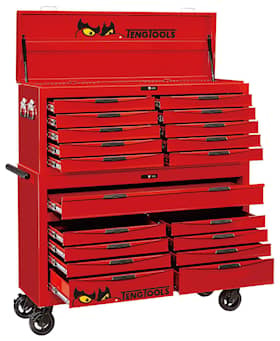 Teng Tools Verktygsvagn TCMONSTER01 Monster med 20 lådor och 1100 verktyg, extra bred, röd