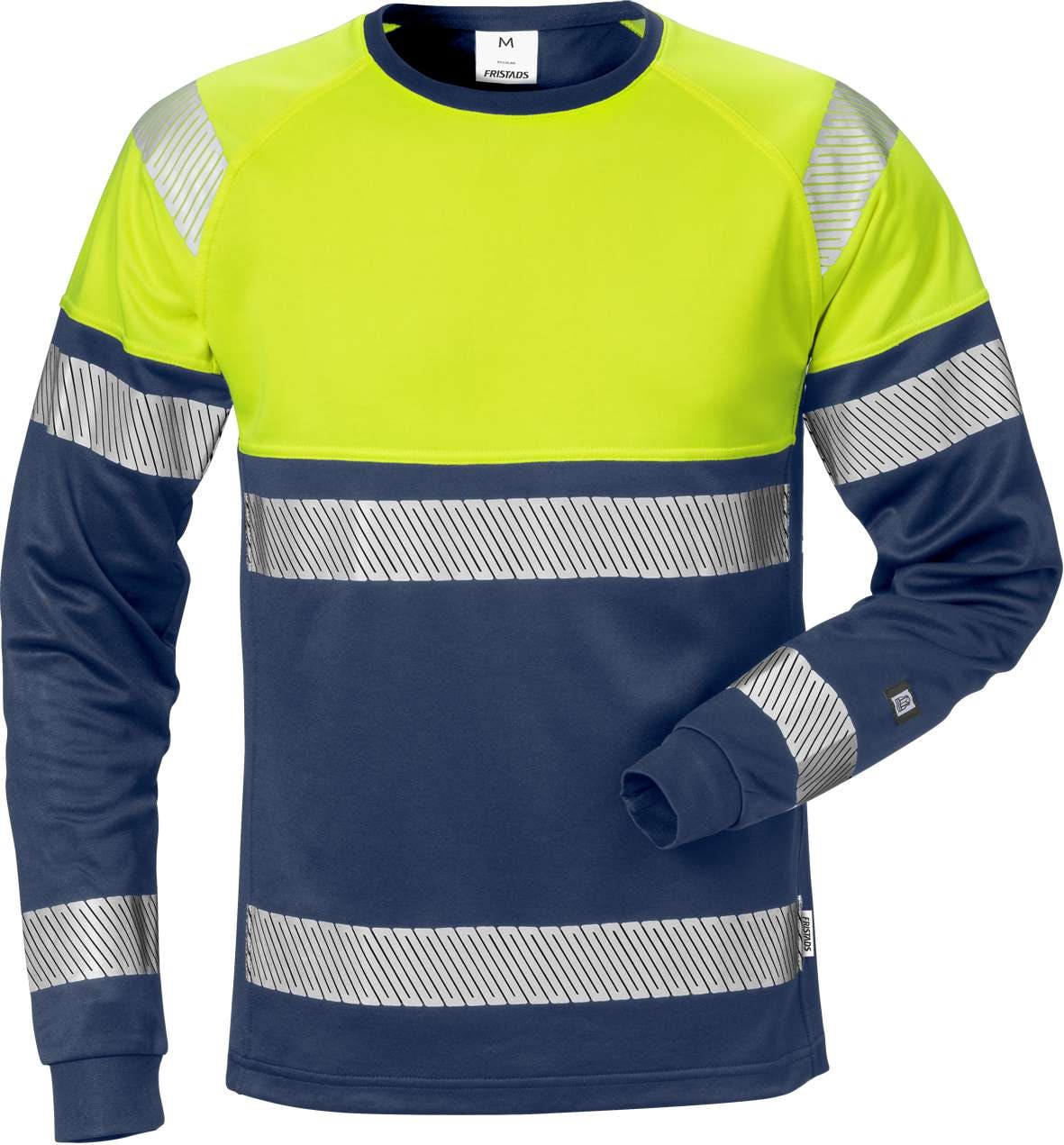 Fristads Langermet t-skjorte høy synlighet, klasse 1 7519 THV Hi-Vis Oransje / Marineblå 3XL