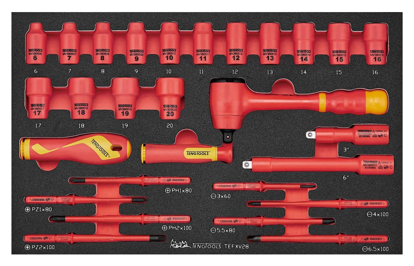 Teng Tools Verktygssats TEFXV28 EVA Isolerad 1000V 28 delar