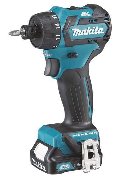 Makita Borrskruvdragare DF032DSAJ 10,8V Slide med 2st 2Ah batterier & laddare i MAKPAC
