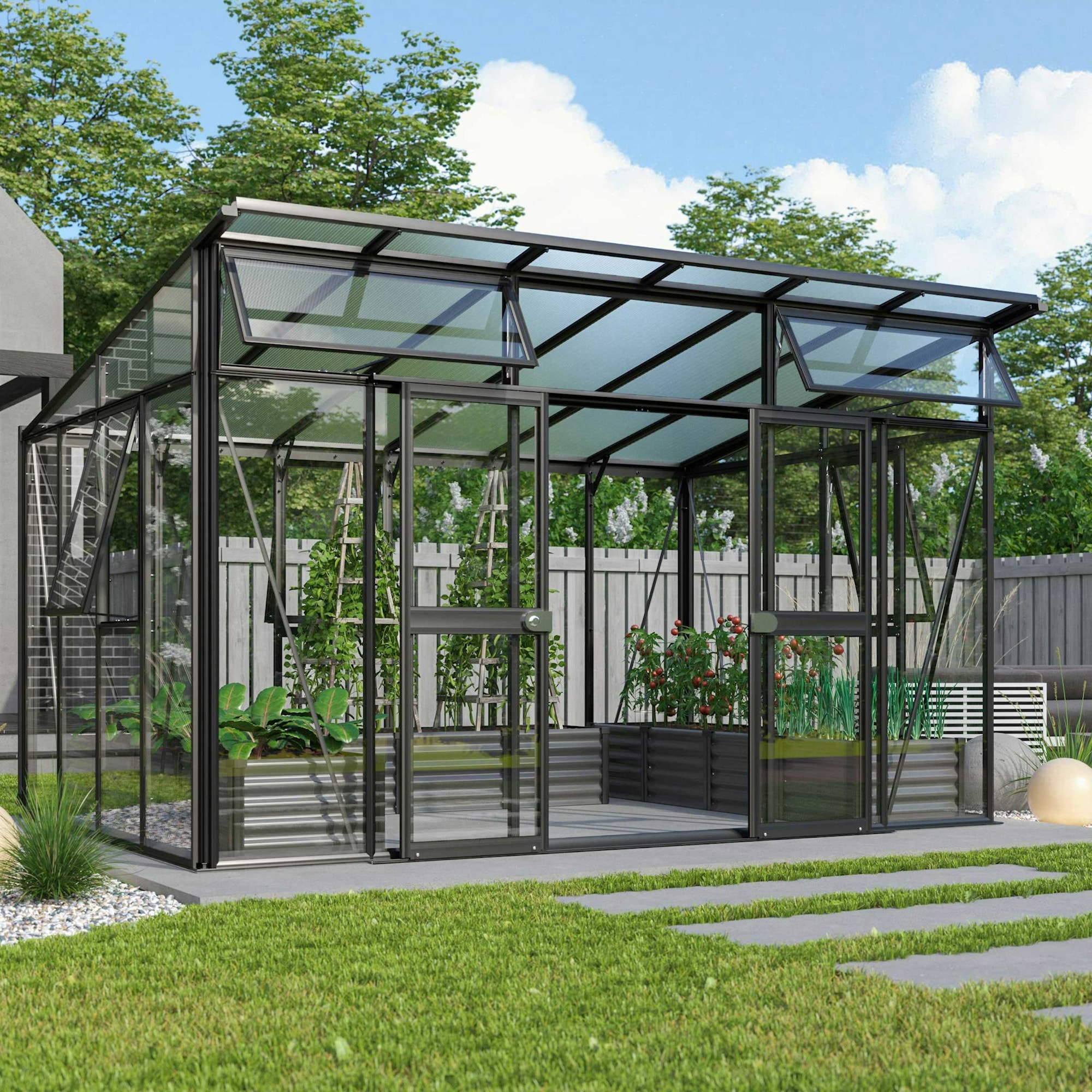 Vitavia Aphrodite 11500 Växthus Härdat Glas Svart - 11,5 m2