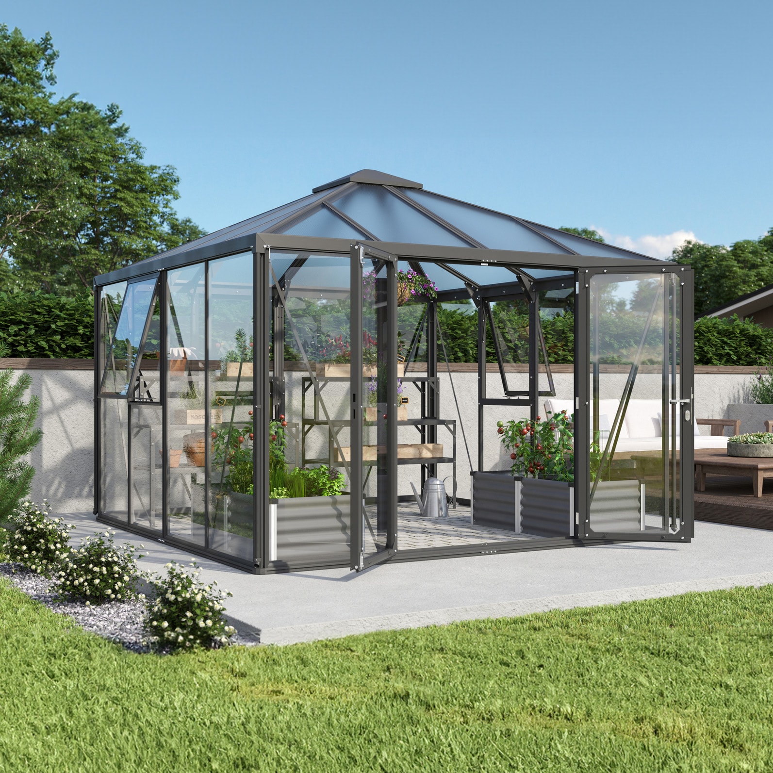 Vitavia Fortuna 10200 Växthus Härdat glas Svart - 10,2 m2