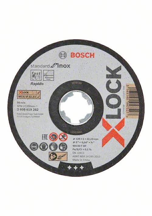 Bosch X-LOCK Standard for Inox, 125 x 1 x 22,23 mm, til lige snit