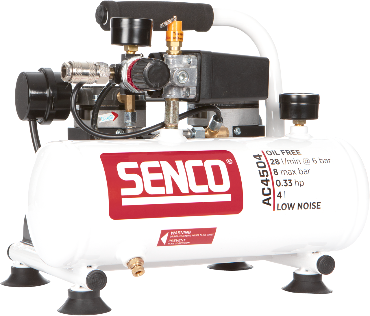 Senco Kompressor AC4504 8bar 4l oljefri, ljudisolerad