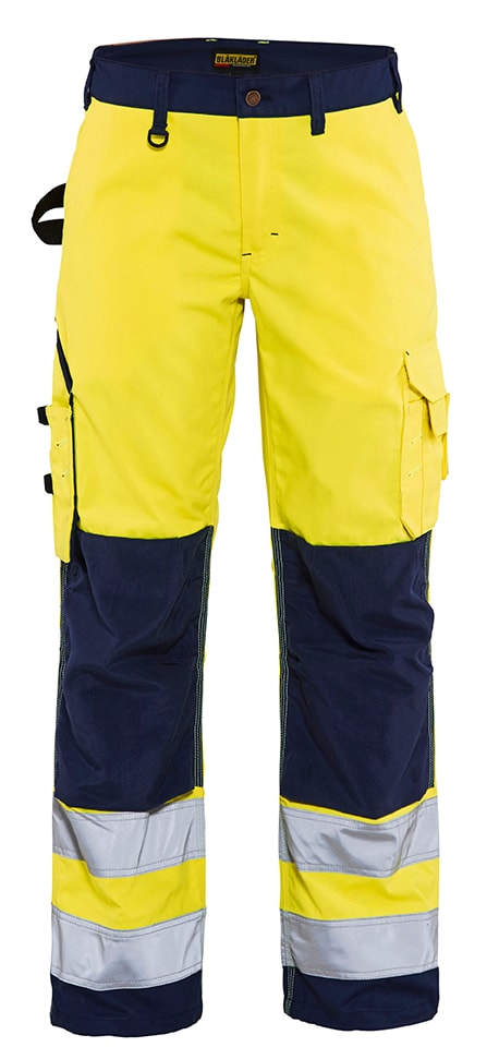 Blåkläder Naisten Highvis Housut - Huomio Keltainen/Mariininsininen - D19