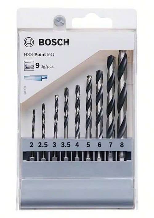 Bosch HSS PointTeQ bor med sekskantskaft, sæt med 9 dele, 2-8 mm