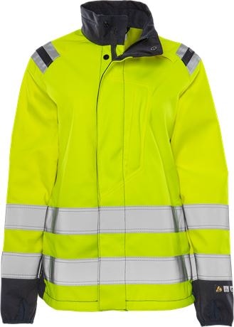 Fristads Flamestat softshelljakke høy synlighet dame cl 3 4076 FSS Hi-Vis Gul / Marineblå 3XL