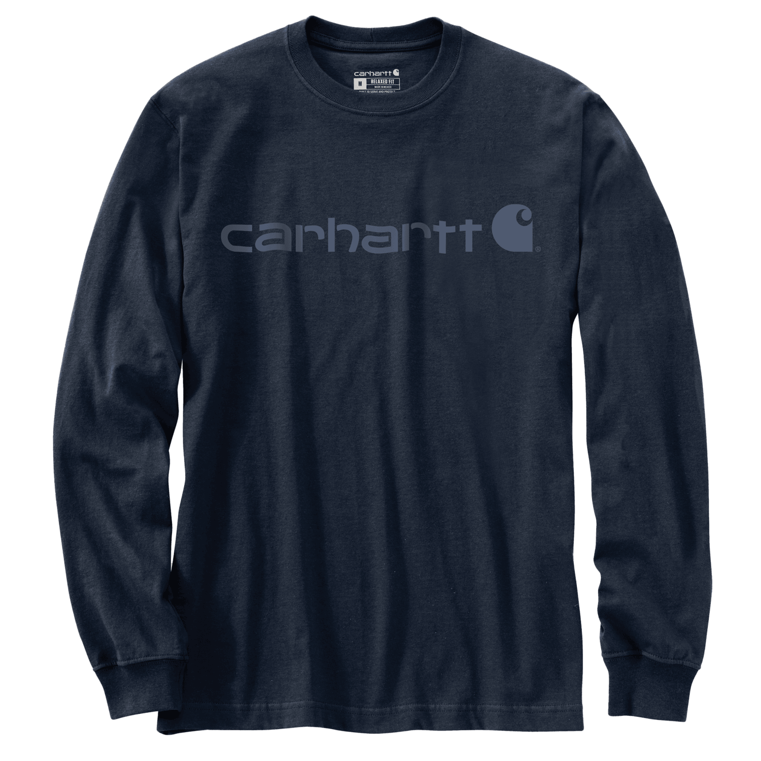 Carhartt Dearborn Relaxed LS Logo T-Shirt Herr Navy/Dark Blue 2XL
