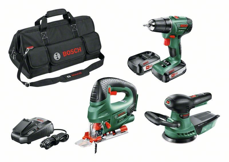 Bosch Verktygsset 18V PSR/P/Orbit med 2x2,5Ah batterier och laddare