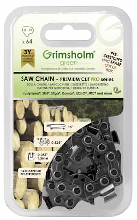 Grimsholm 15" 64dl .325" 1.5mm Premium Cut Pro Motorsågskedja