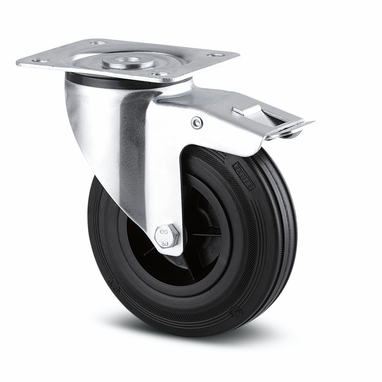 Kongamek sort massive gummihjul 3377PVR160P63