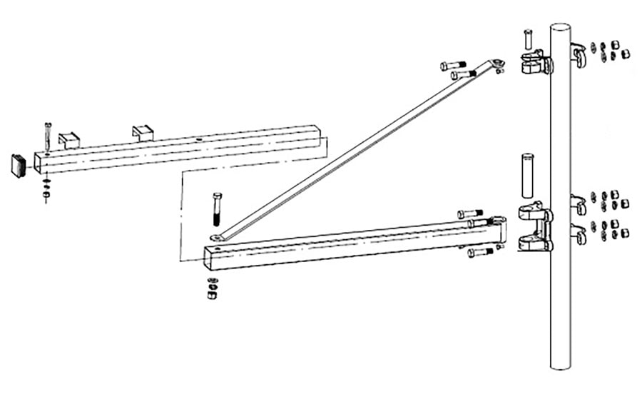 Warrior vinsjmonteringsarm, roterbar, ekspanderbar, 600 kg