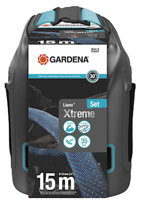 Gardena Liano™ Xtreme Puutarhaletku 15m 1/2" sis. kastelusuutin ja säilytyspussi