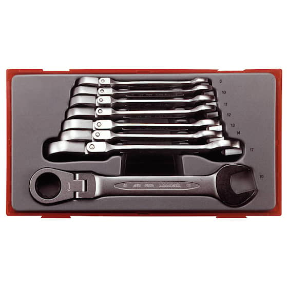 Teng Tools 8 dele Ringgaffelnøgler med skralde og led TT6508RF