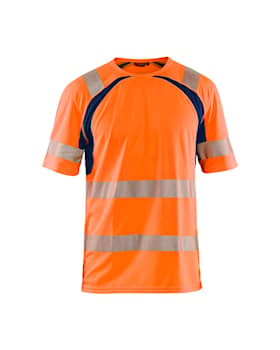 Blåkläder 3397-1013 UV-skyddad varsel-T-shirt Varselorange/Marinblå S
