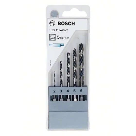 Bosch HSS PointTeQ bor med sekskantskaft, sæt med 5 dele, 2-6 mm