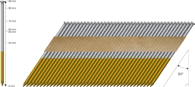 MFT Maskinspik 34° FZV 90x3,1mm VGKCC 2000-pack, rakbandad