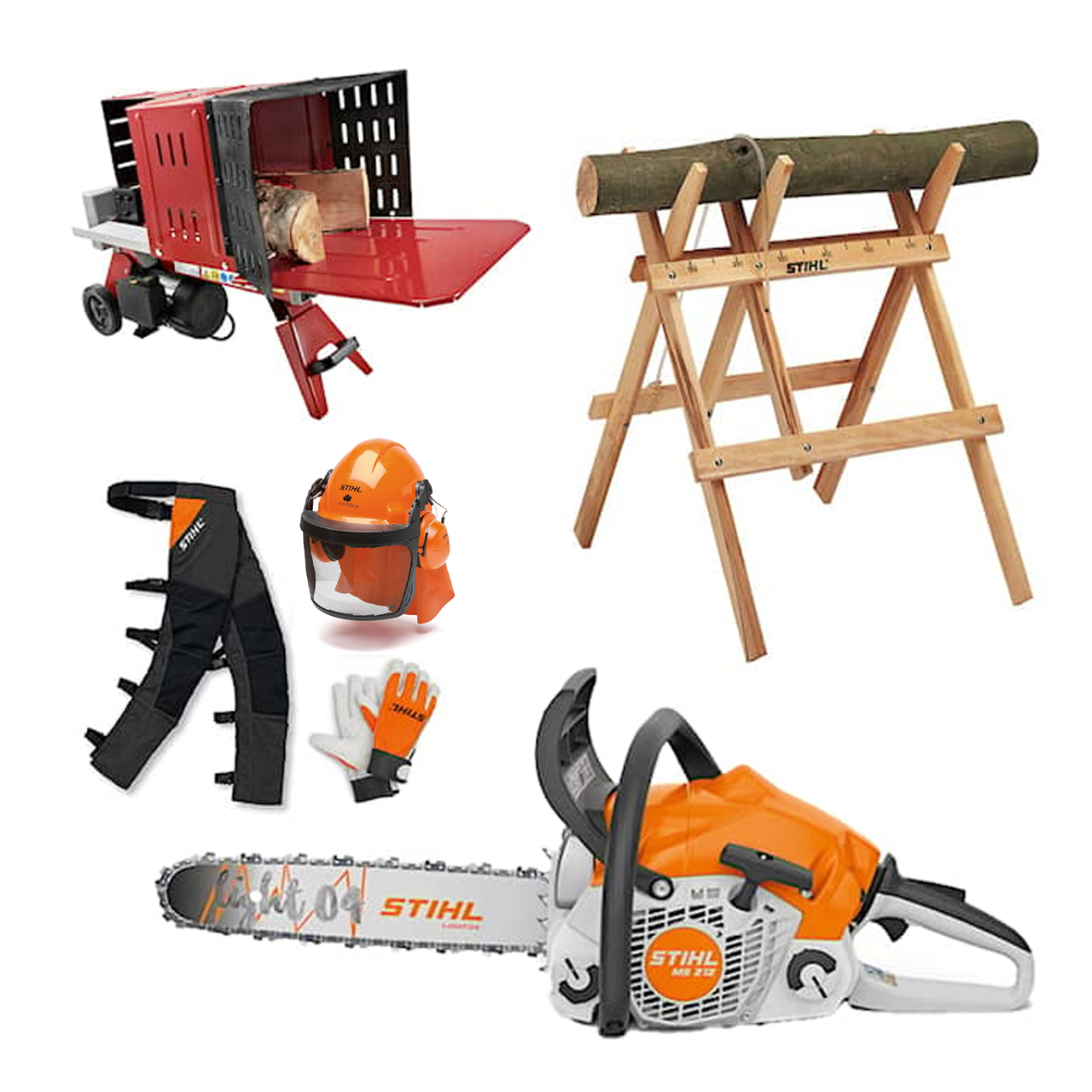 Stihl MS 212 Katkaisu- & Halkaisupaketti Henkselit kaupan päälle!