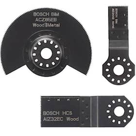 Bosch Basistræsæt, 3 dele HCS-segmentsavklinge Wood (1x); HCS-dyksavklinge Wood (1x); BIM-dyksavklinge Wood and Metal (1x)