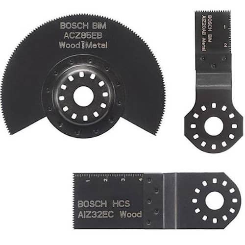 Bosch Grunnleggende tresett, 3 deler HCS segmentsagblad Wood (1 x); HCS dykksagblad Wood (1 x); BIM dykksagblad Wood and Metal (1 x)