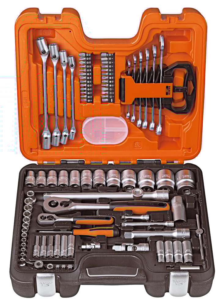 Bahco værktøjssæt S910 1/4'', 1/2'' 91 dele, mekanikersæt