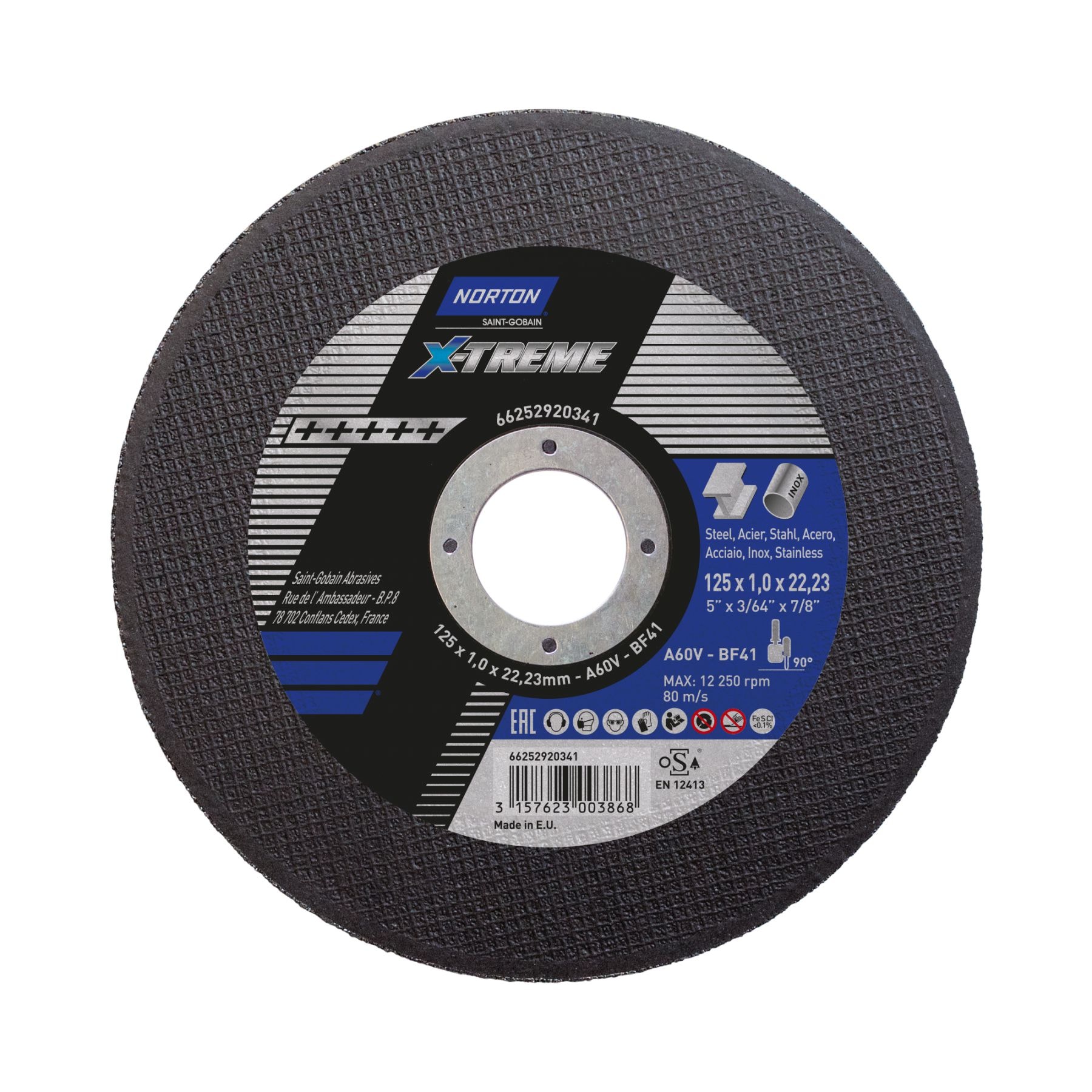 Norton Katkaisulaikka teräkselle/ruostumattomalle X-Treme Life Ultra Thin 180x1,6x22,23 mm A46V, T41