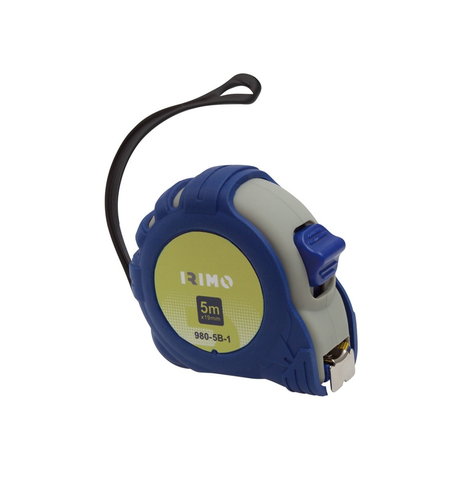 Irimo Måttband kort, stål 3m x 19mm, mm/mm, klass 2, gummigrepp