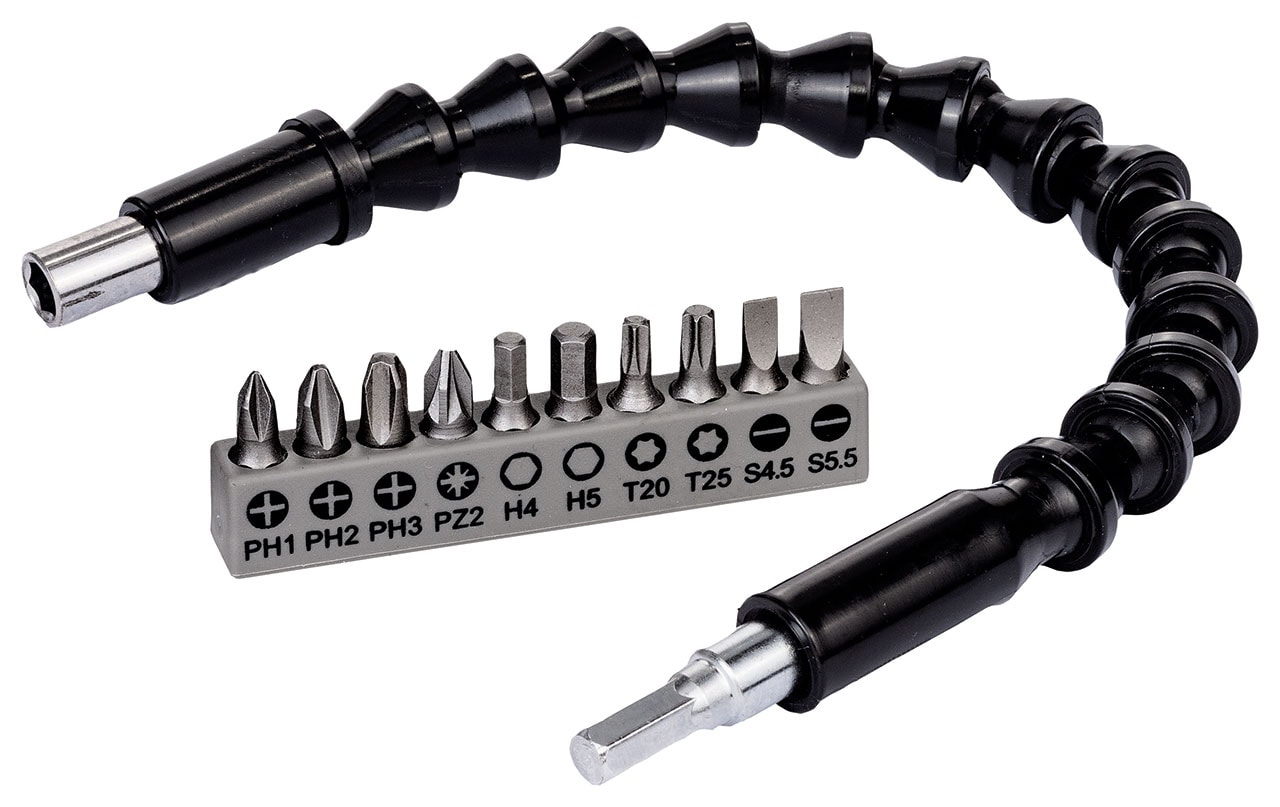 Bosch Fleksibel forlengelse, skrutrekkerbits plast, sett 11 stk.
