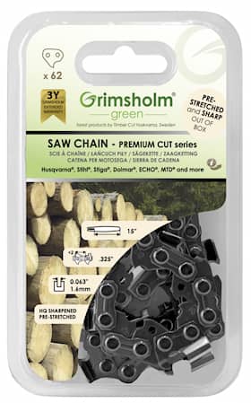 Grimsholm 15 "62dl .325" 1,6 mm premium skåret kæde kæde