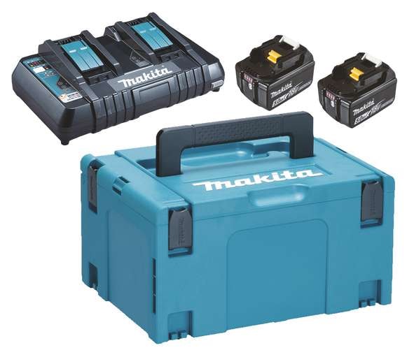 Makita Akku & Ladegerät Powerpack 2 Stück 5 Ah BL1850B & Lad
