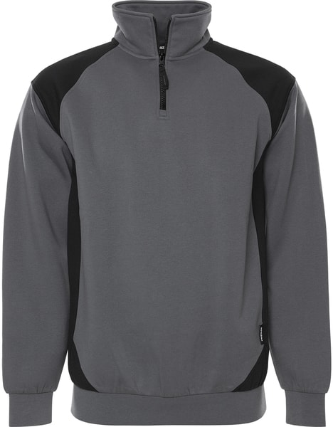 Fristads Sweatshirt Kort Zip 7048 GSM Svart/Grå XS