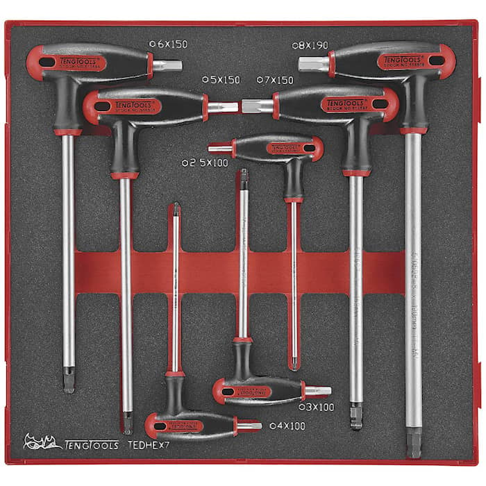 Teng Tools Sexkantnyckelsats TEDHEX7 EVA 2,5-8mm 7 delar