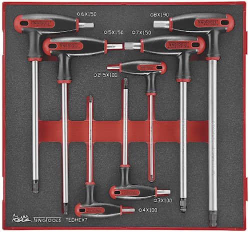Teng Tools Sexkantnyckelsats TEDHEX7 EVA 2,5-8mm 7 delar