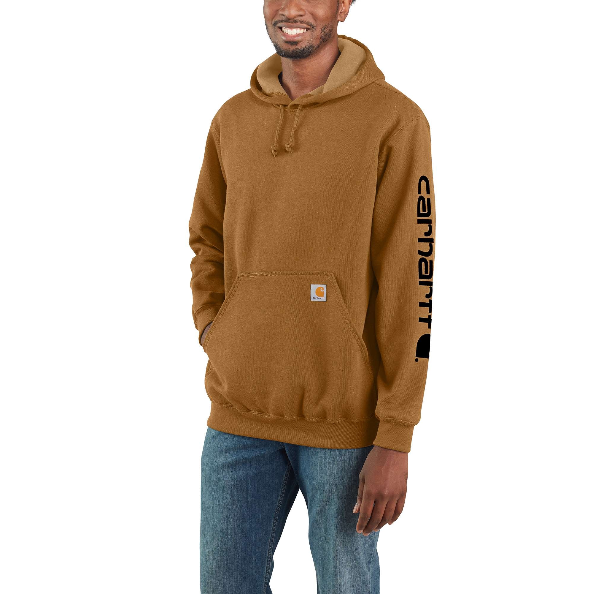 Carhartt Sleeve logo Hoodie Herr Carhartt® Brown XL